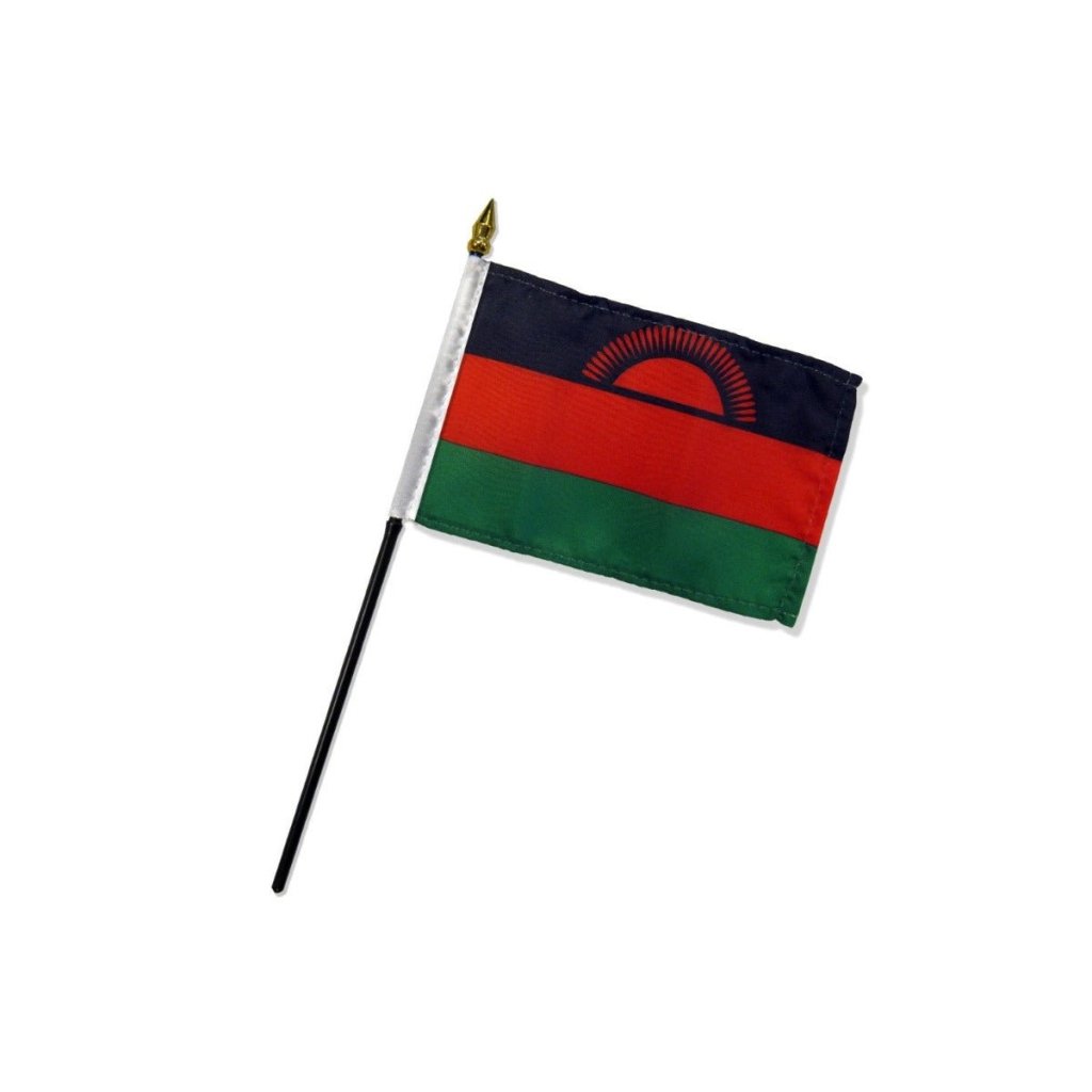 Malawi 4x6in Stick Flag - Flags Importer