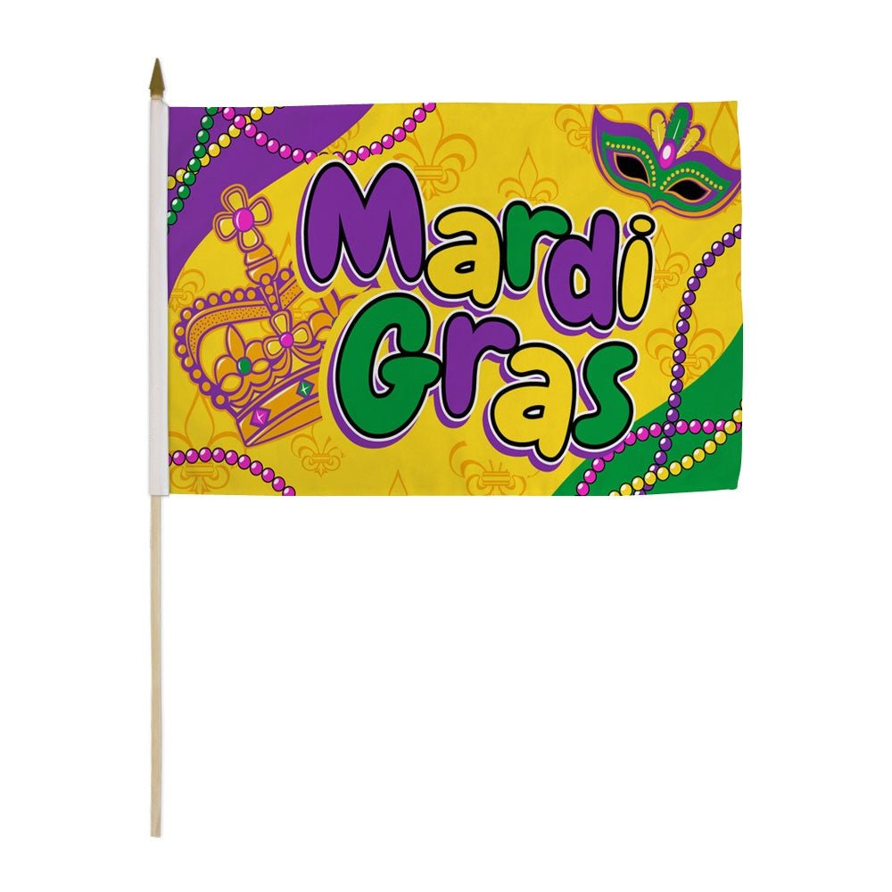 Mardi Gras (Beads) 12x18in Stick Flag - Flags Importer