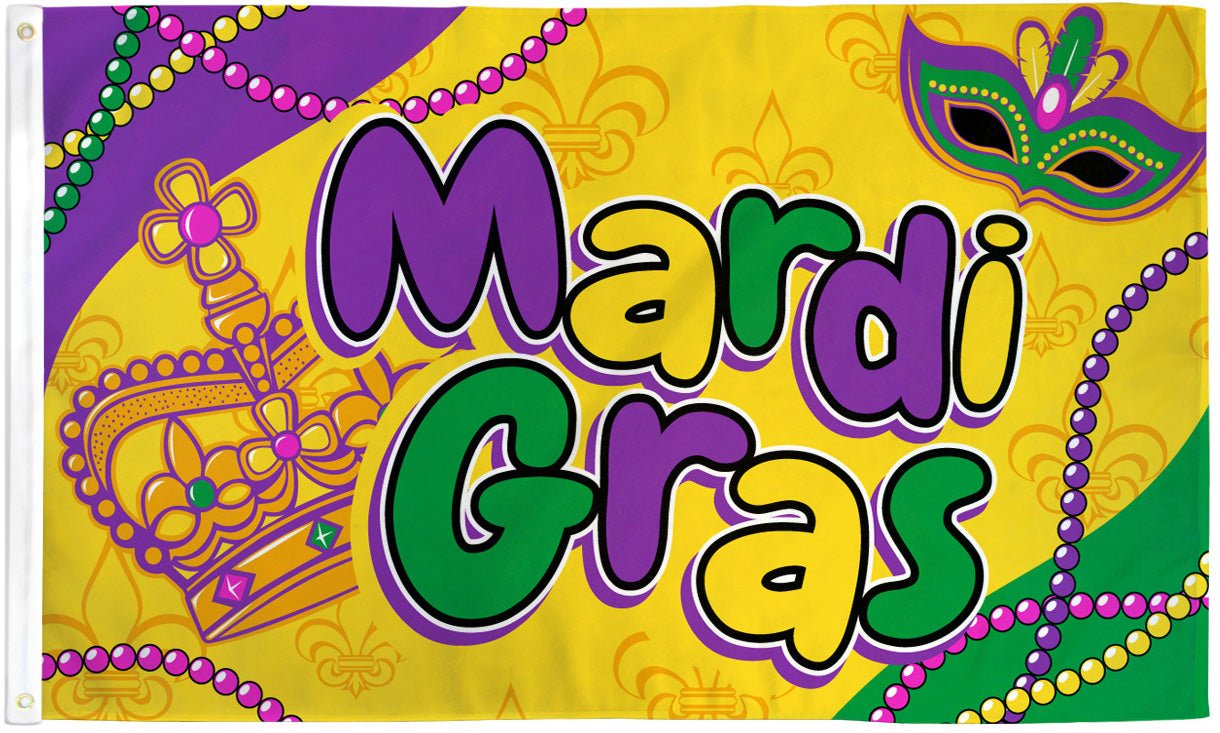 Mardi Gras (Beads) Flag 3x5ft Poly - Flags Importer