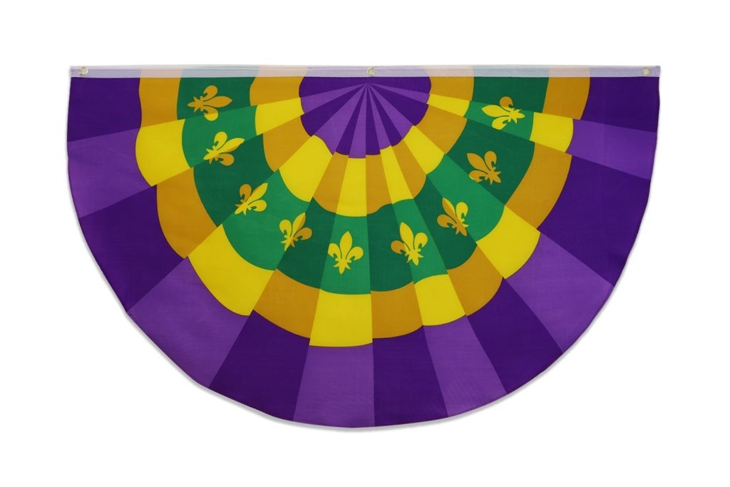 Mardi Gras Bunting Flag 5x3ft Poly - Flags Importer