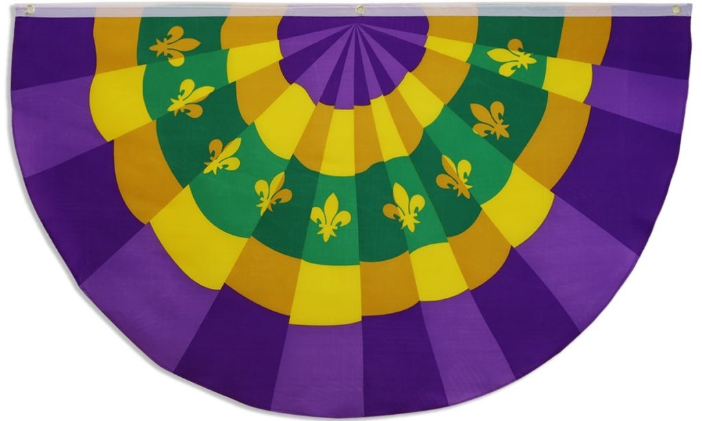 Mardi Gras Bunting Flag 5x3ft Poly - Flags Importer