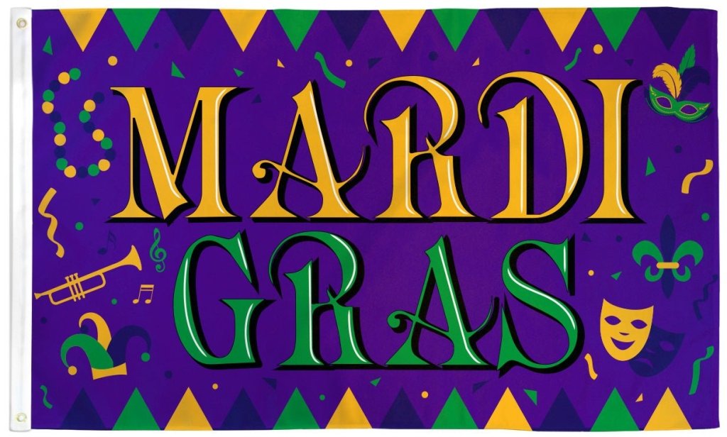 Mardi Gras (Festival) Flag 3x5ft Poly - Flags Importer