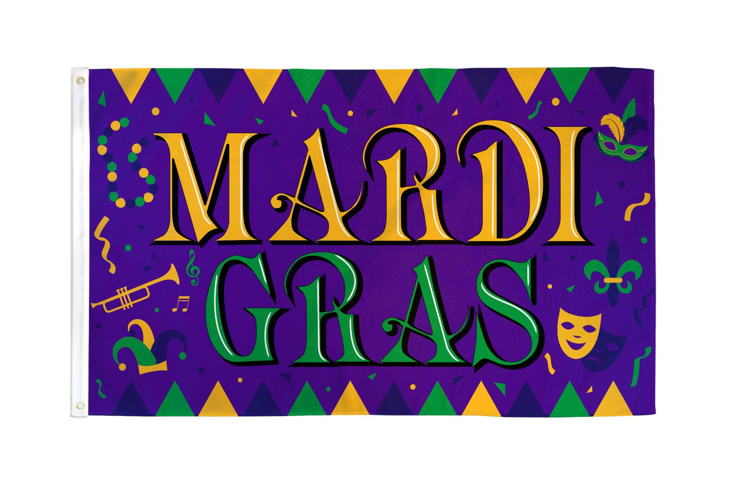 Mardi Gras (Festival) Flag 3x5ft Poly - Flags Importer