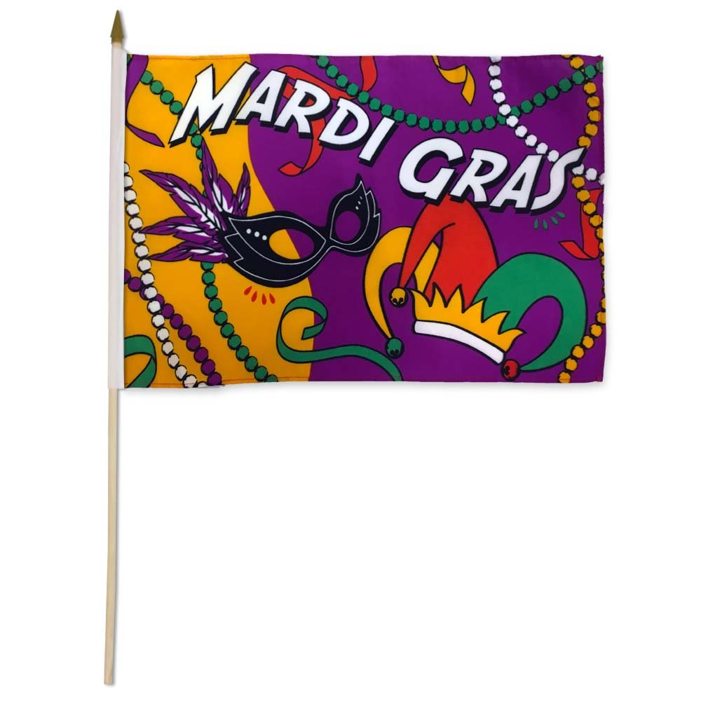 Mardi Gras (Party) 12x18in Stick Flag - Flags Importer