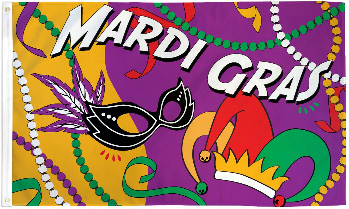 Mardi Gras (Party) Flag 3x5ft Poly - Flags Importer