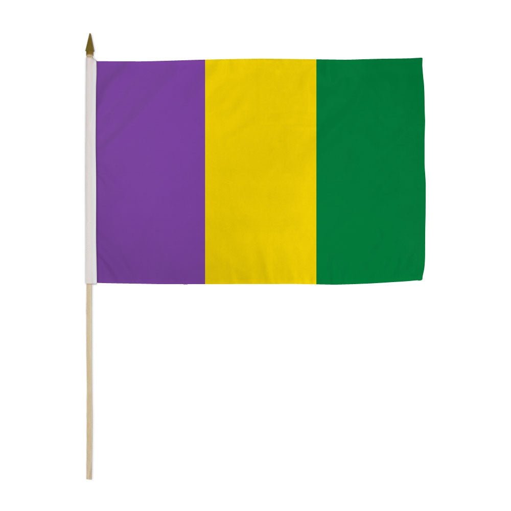 Mardi Gras (Plain) 12x18in Stick Flag - Flags Importer