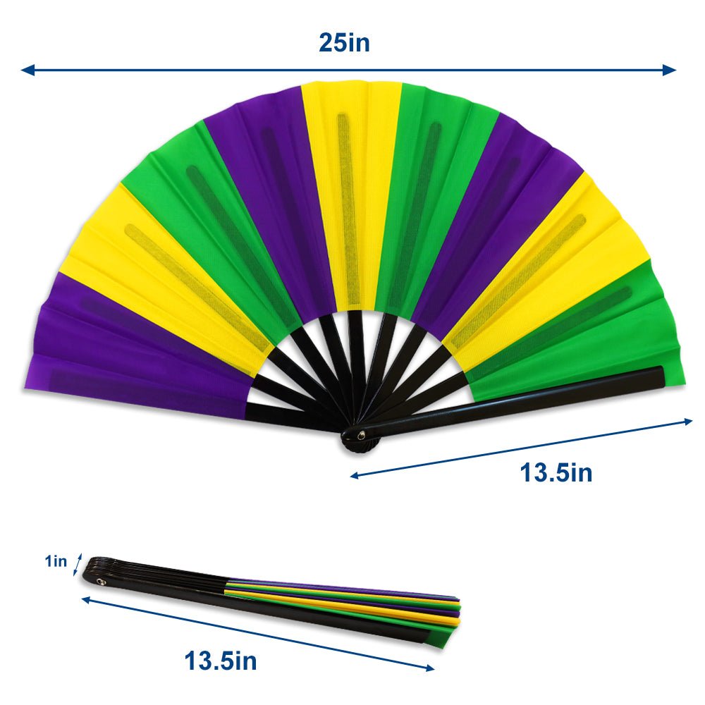 Mardi Gras (Stripes) X - Large Hand Fan - Flags Importer