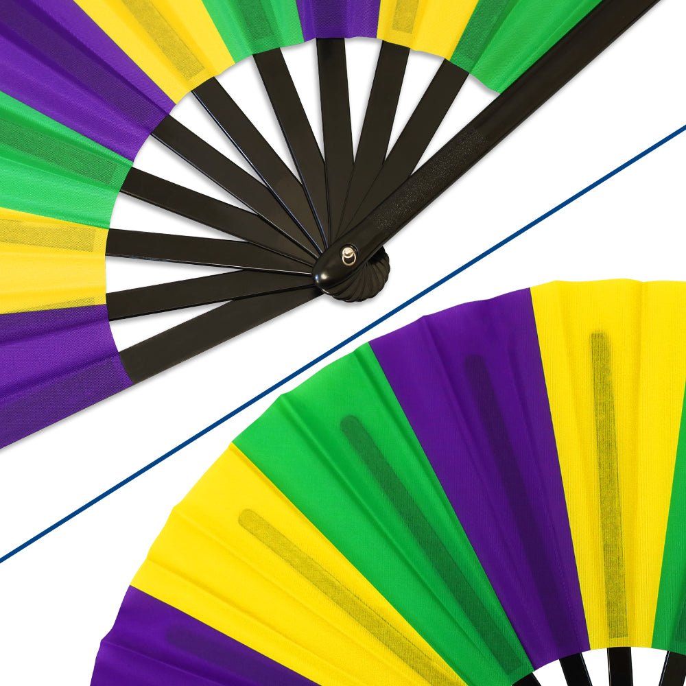 Mardi Gras (Stripes) X - Large Hand Fan - Flags Importer