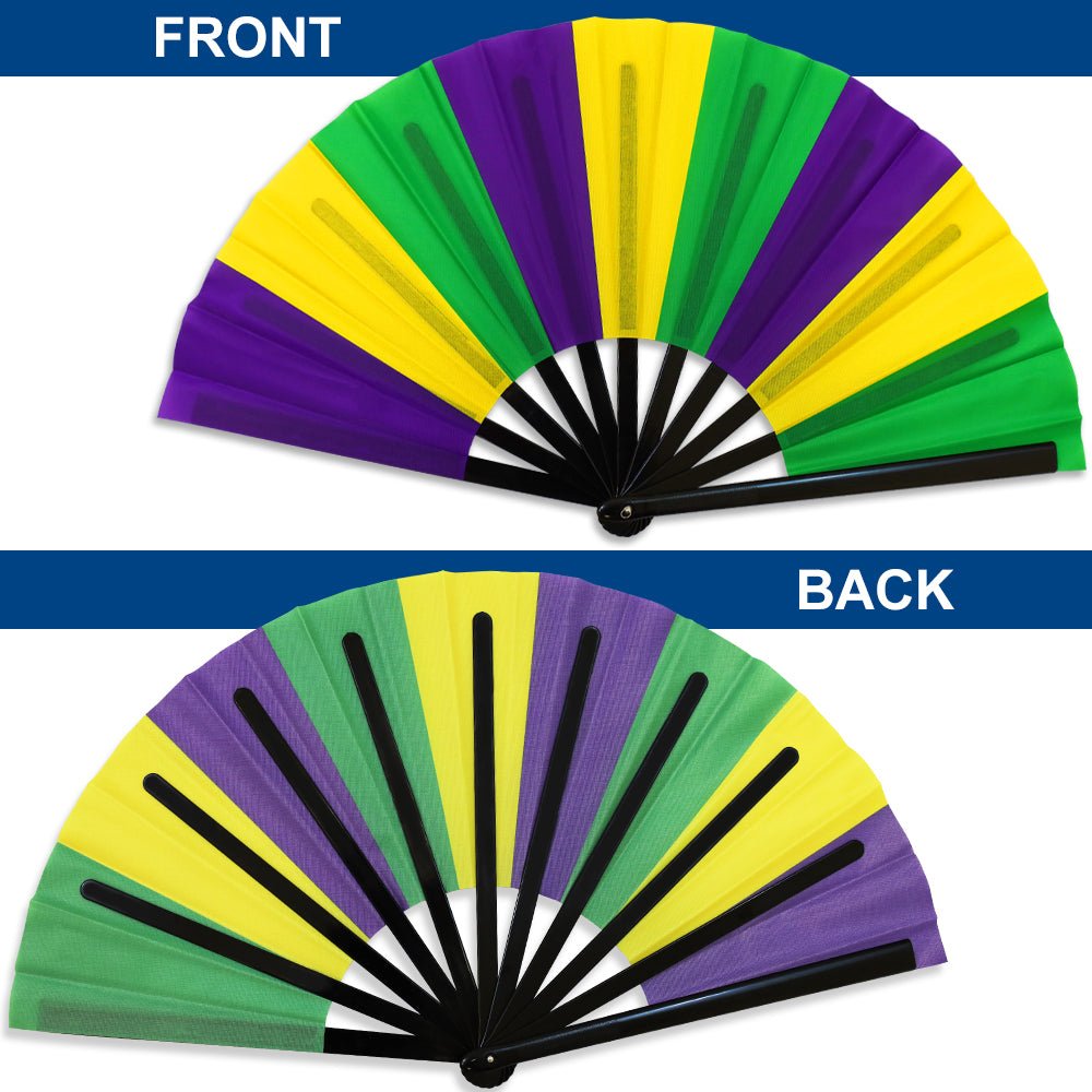 Mardi Gras (Stripes) X - Large Hand Fan - Flags Importer