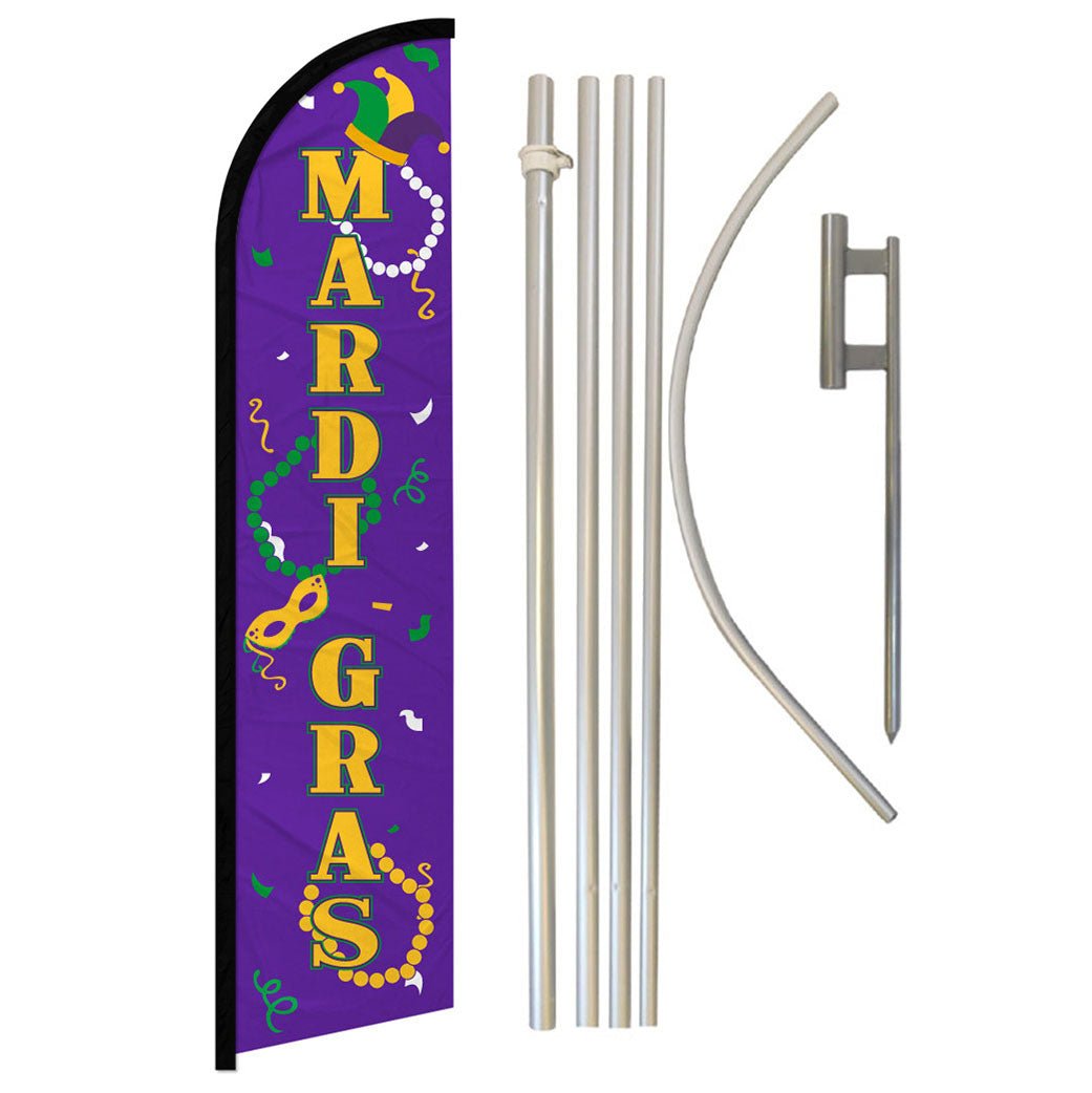 Mardi Gras Windless Banner Flag & Pole Kit - Flags Importer