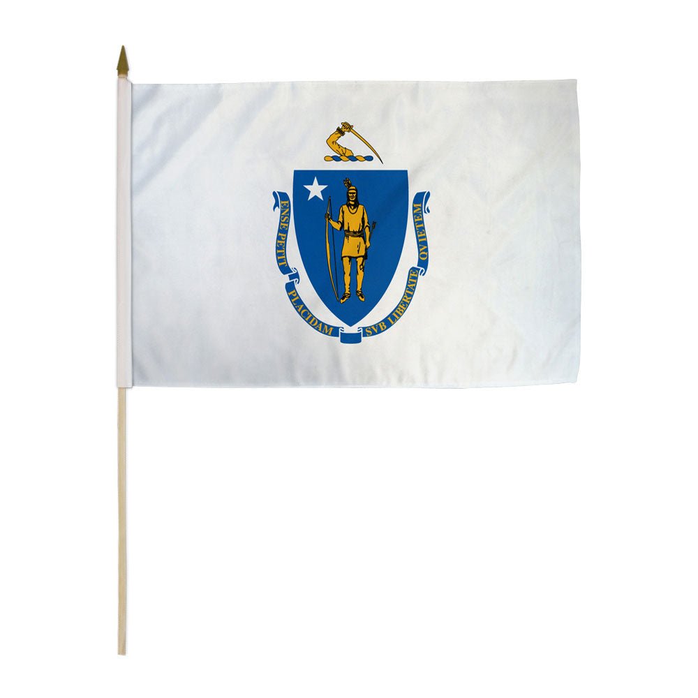 Massachusetts 12x18in Stick Flag - Flags Importer