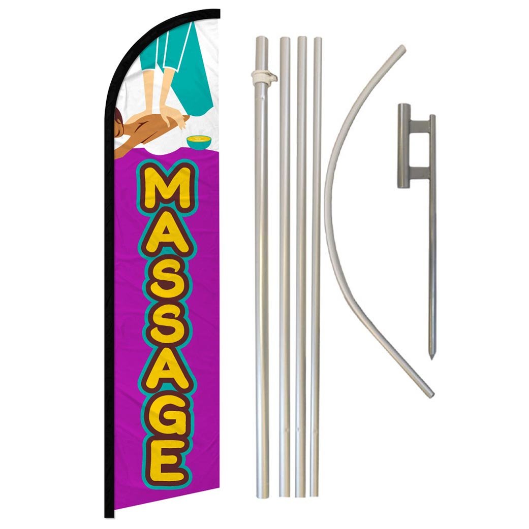 Massage Windless Banner Flag & Pole Kit - Flags Importer