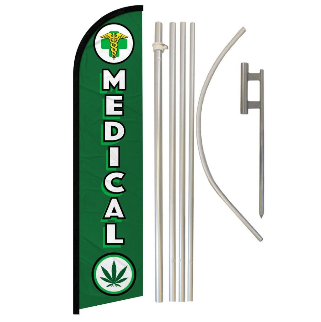 Medical MJ Windless Banner Flag & Pole Kit - Flags Importer