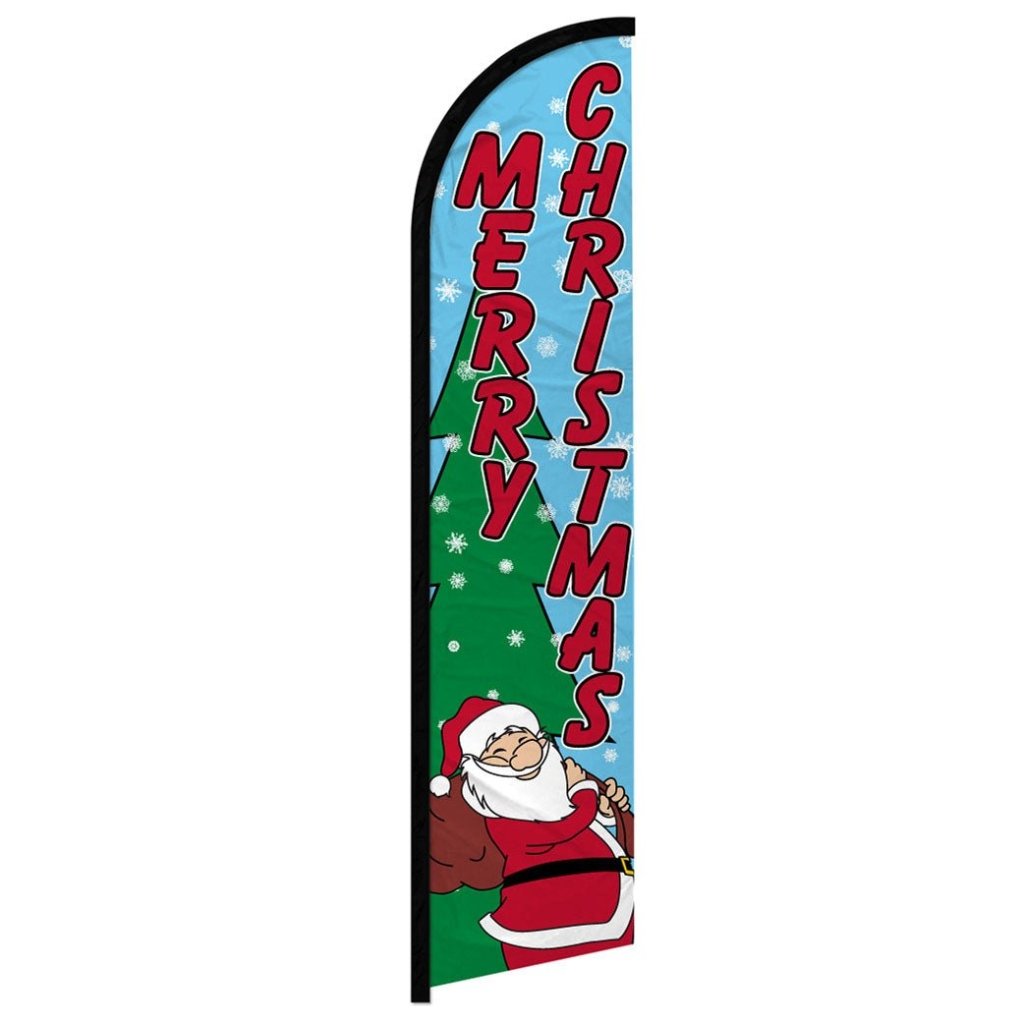 Merry Christmas (Snow) Windless Banner Flag - Flags Importer