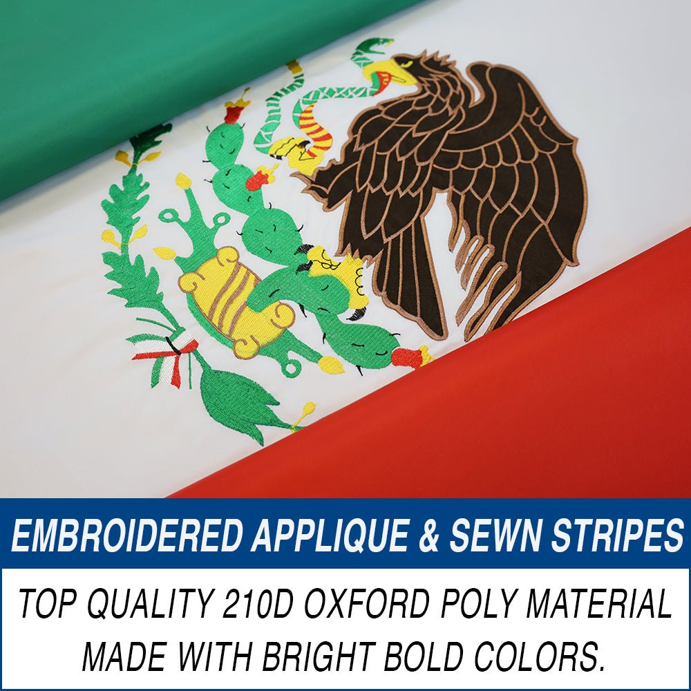 Mexico Embroidered Flag 3x5ft - Flags Importer