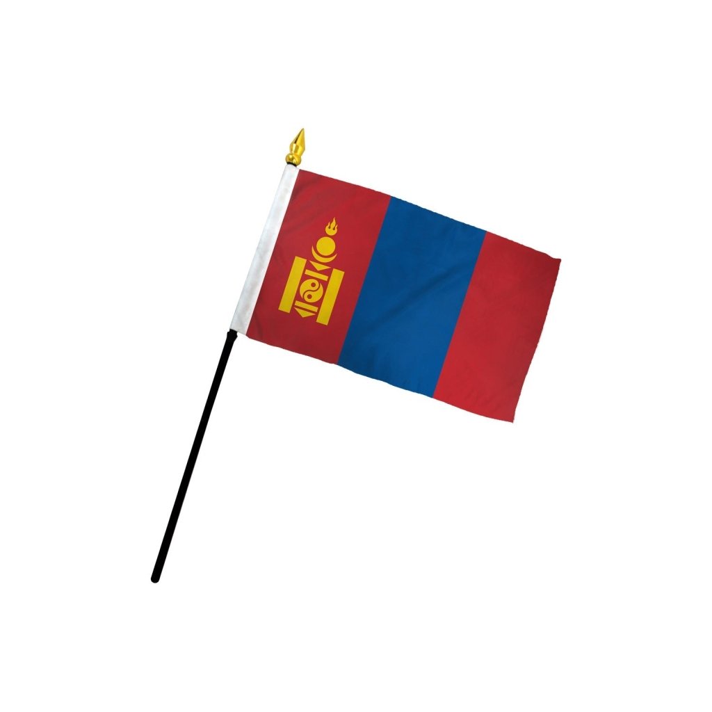 Mongolia 4x6in Stick Flag - Flags Importer