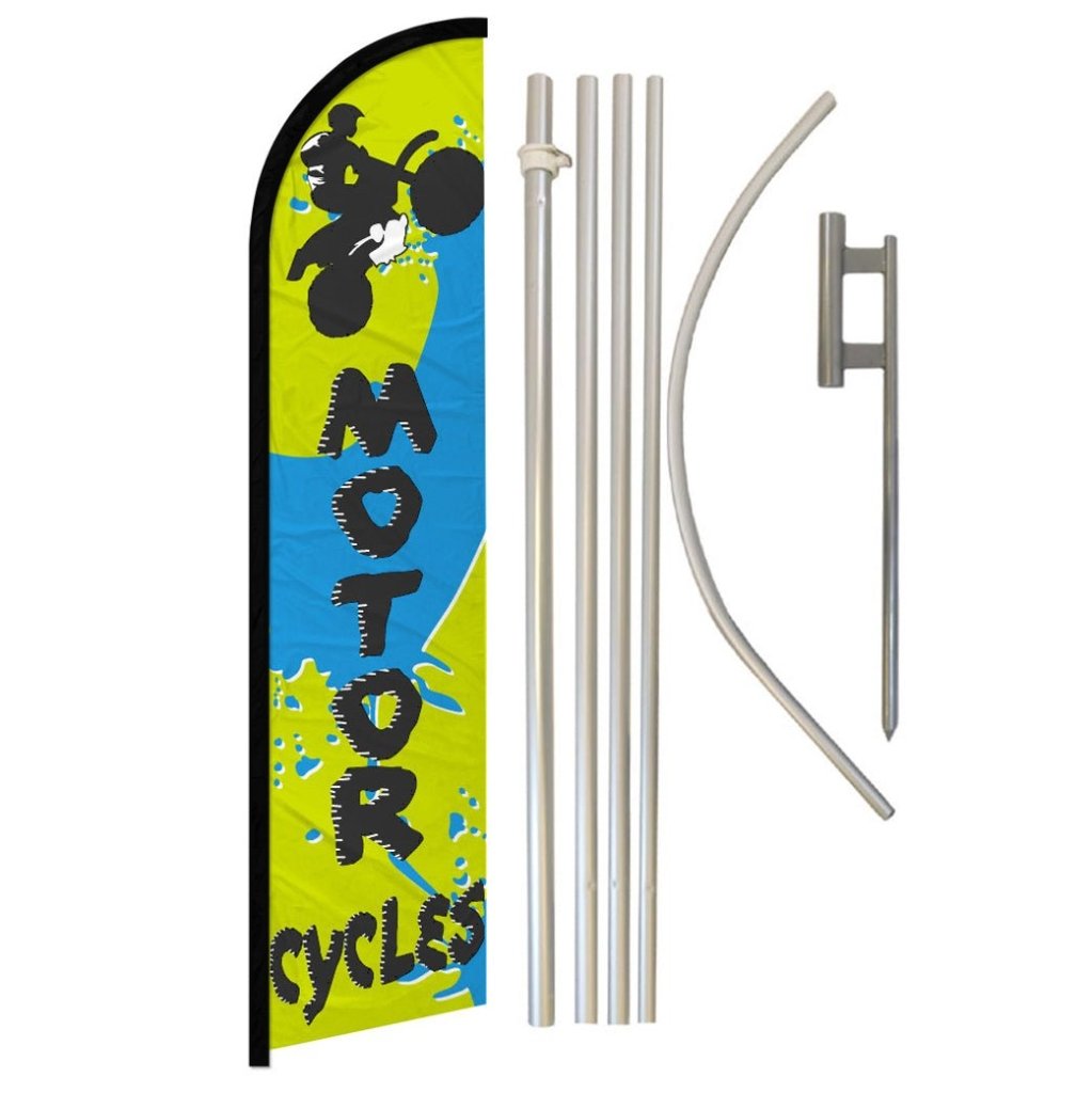 Motorcycles Windless Banner Flag & Pole Kit - Flags Importer