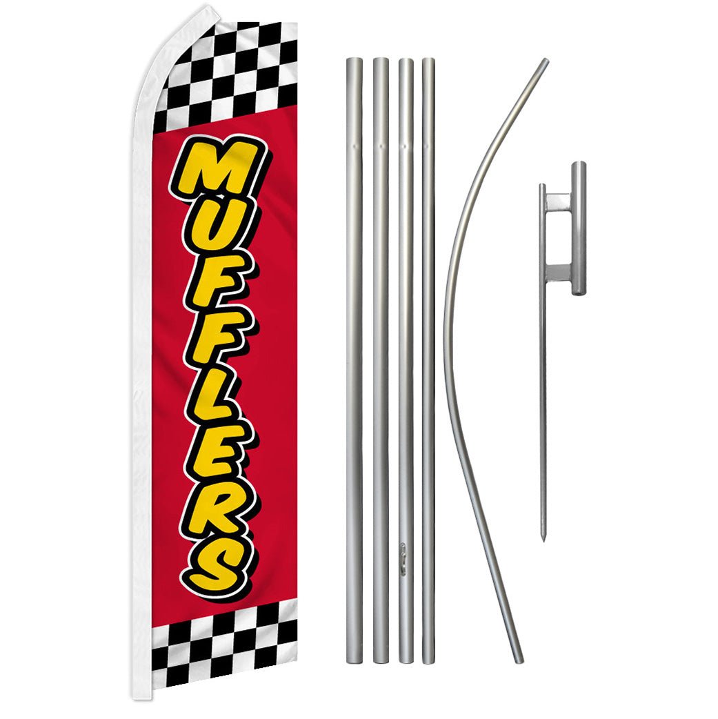 Muffler (Red Checkered) Super Flag & Pole Kit - Flags Importer