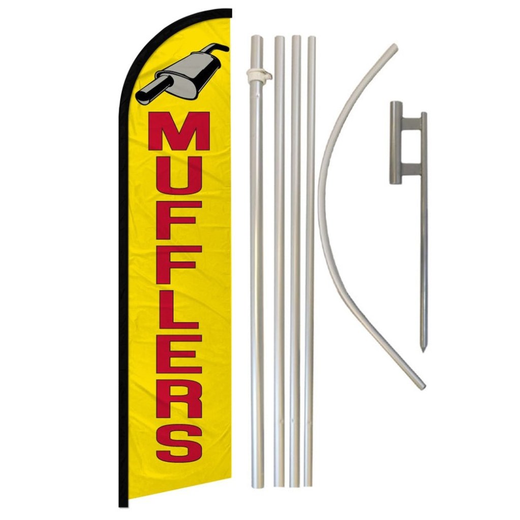 Mufflers (Letters) Windless Banner Flag & Pole Kit - Flags Importer