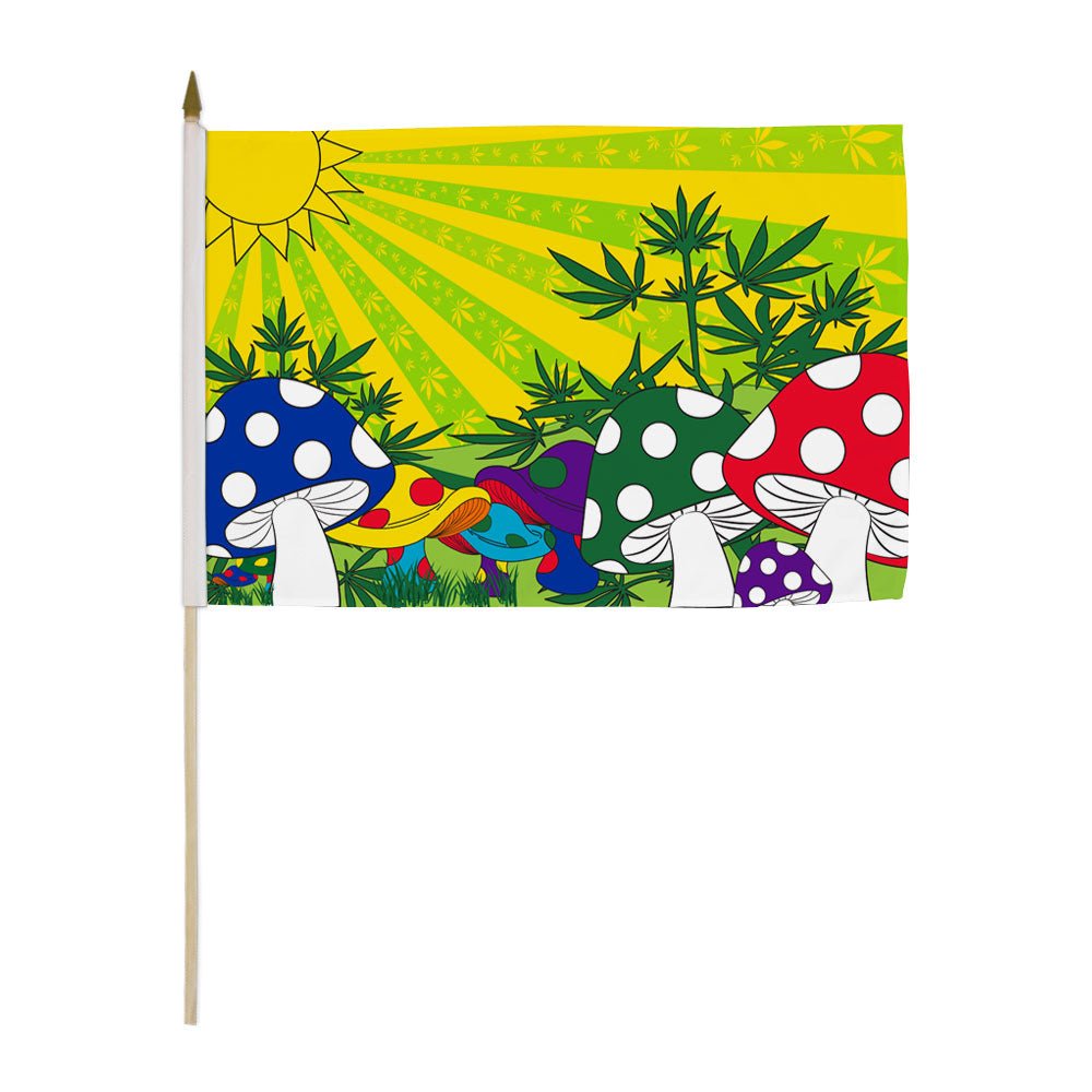 Mushroom MJ 12x18in Stick Flag - Flags Importer