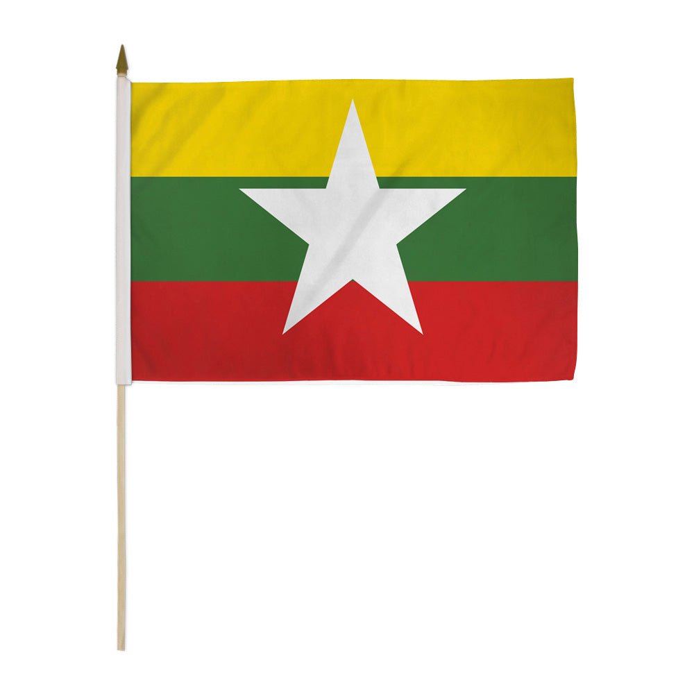 Myanmar (Burma) 12x18in Stick Flag - Flags Importer