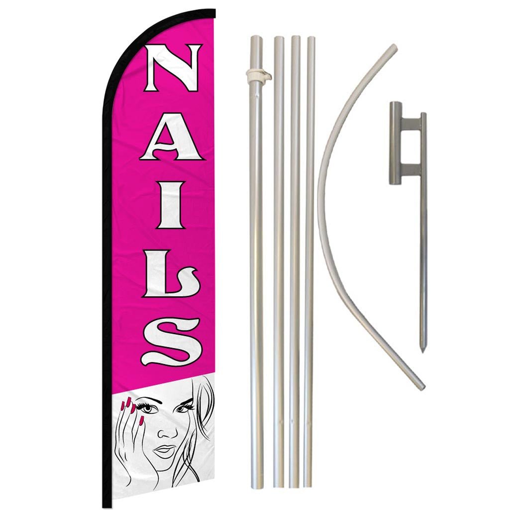 Nails Windless Banner Flag & Pole Kit - Flags Importer