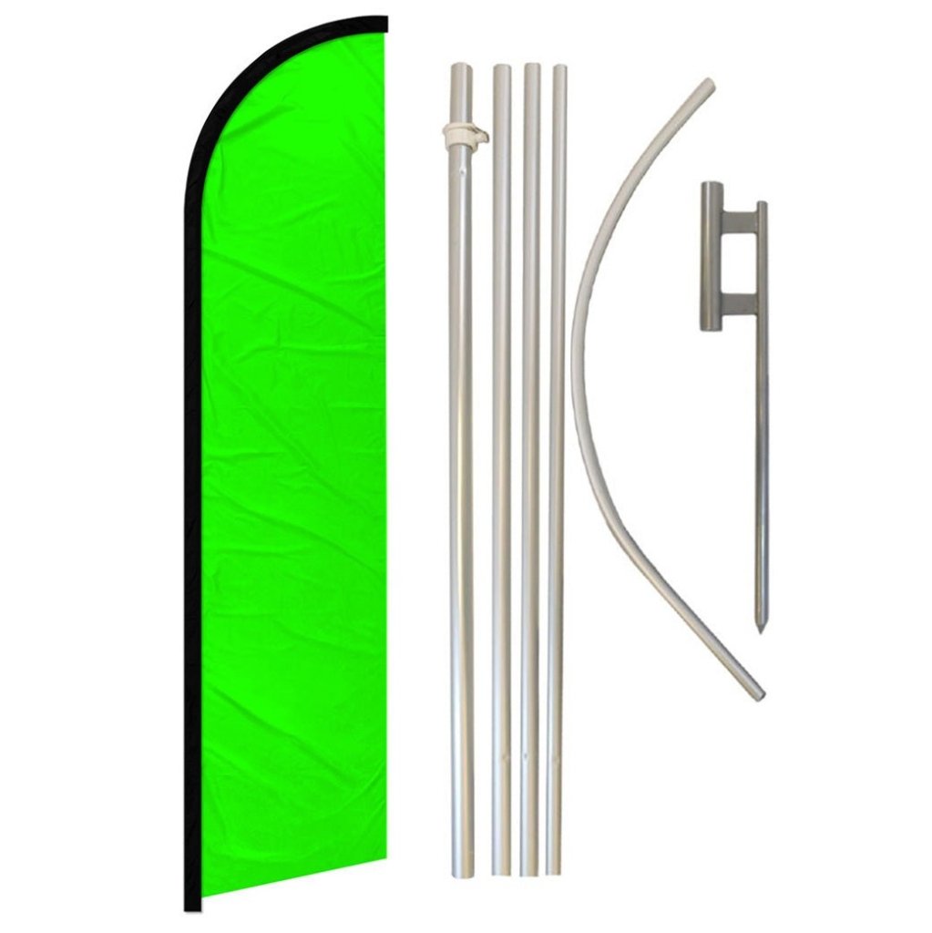 Neon Green Solid Color Windless Banner Flag & Pole Kit - Flags Importer