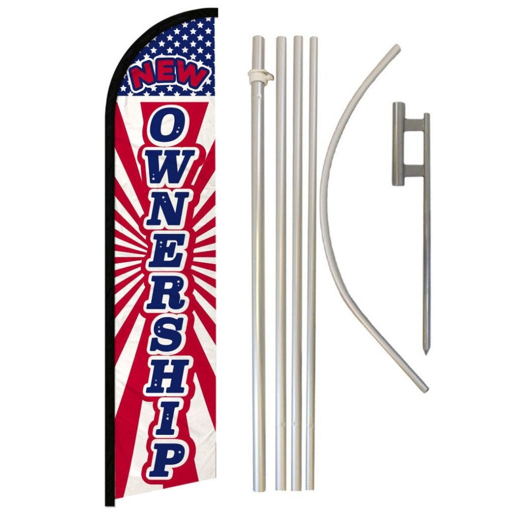 New Ownership Windless Banner Flag & Pole Kit - Flags Importer