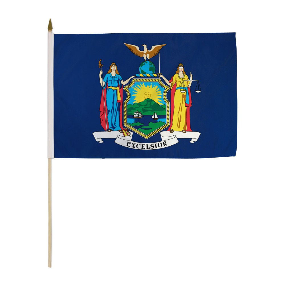 New York 12x18in Stick Flag - Flags Importer