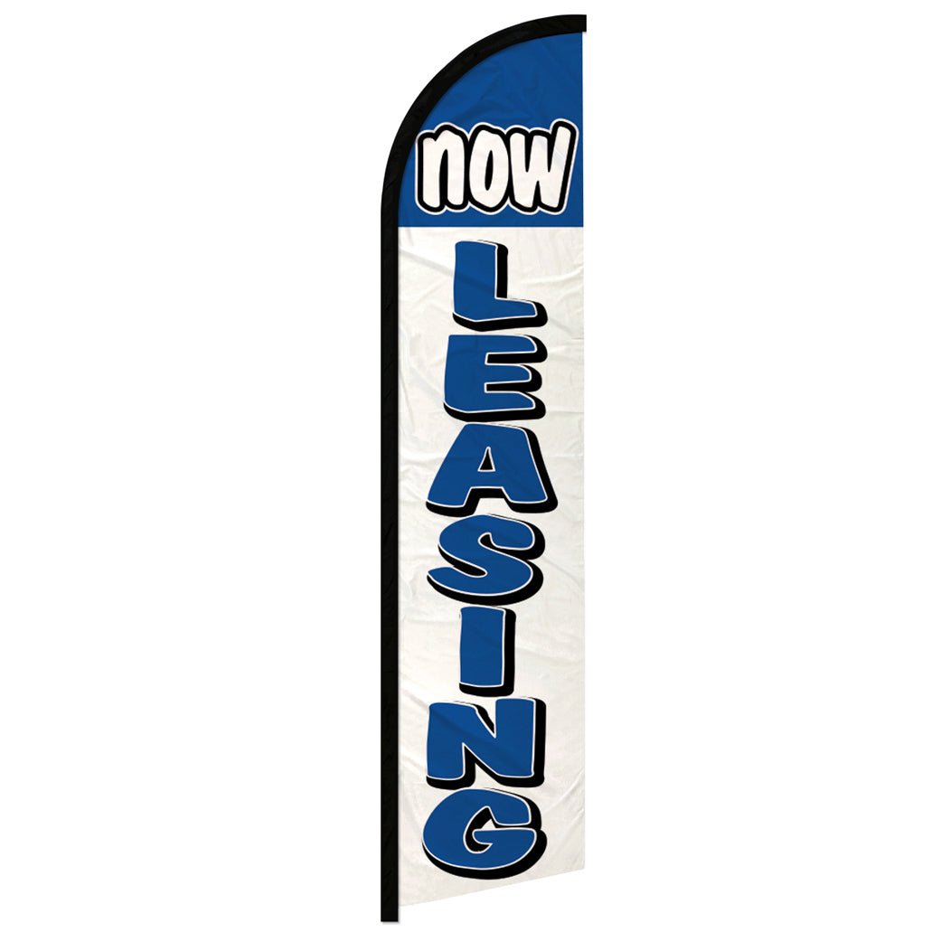 Now Leasing (Blue & White) Windless Banner Flag - Flags Importer