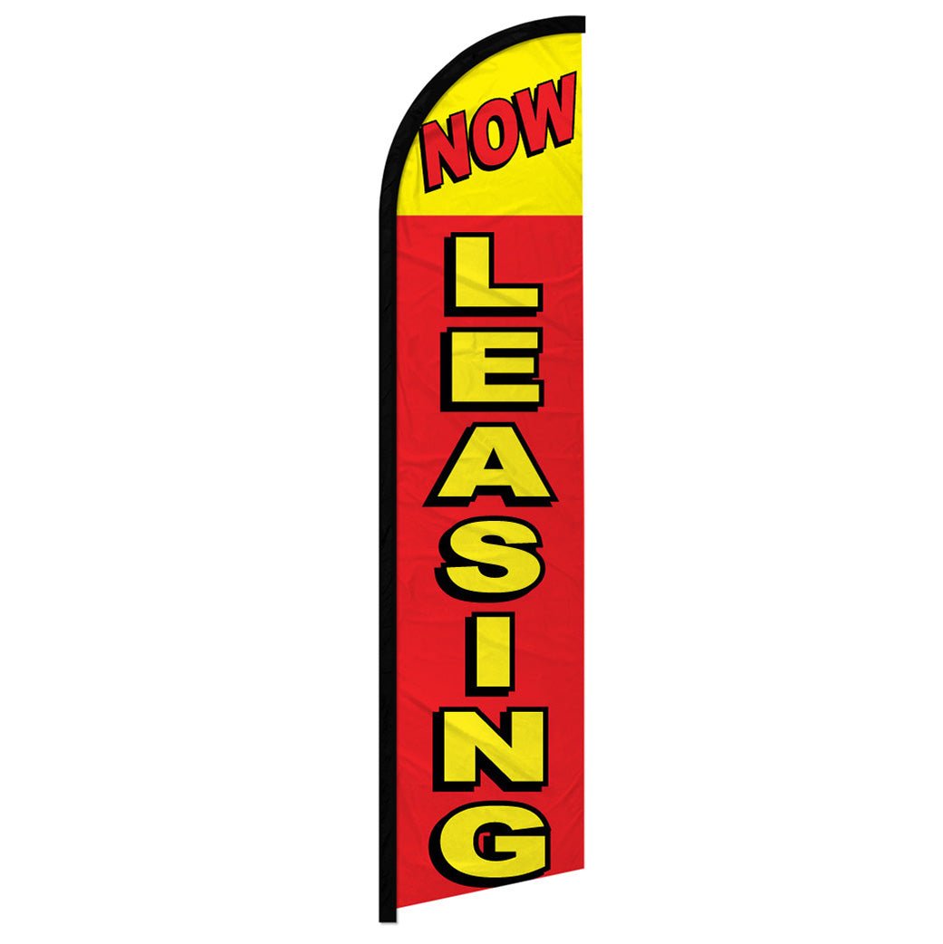 Now Leasing (Red & Yellow) Windless Banner Flag - Flags Importer