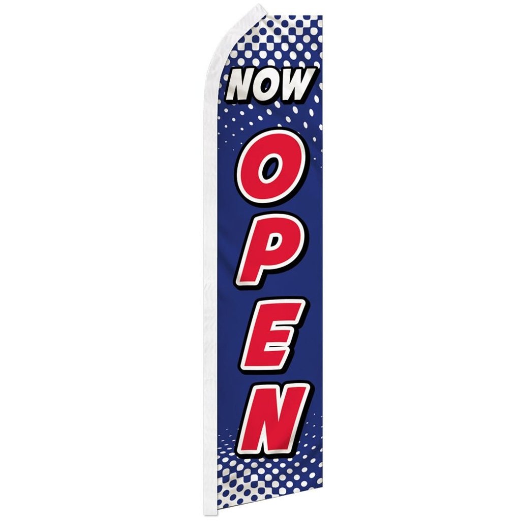 Now Open (Blue & White) Super Flag - Flags Importer