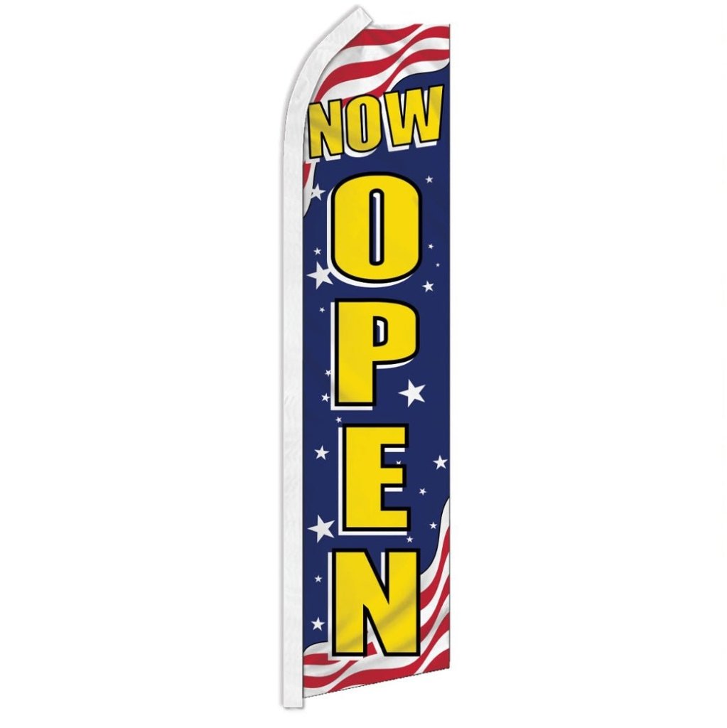 Now Open (Patriotic) Super Flag - Flags Importer