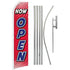 Now Open (Red & White) Super Flag & Pole Kit - Flags Importer