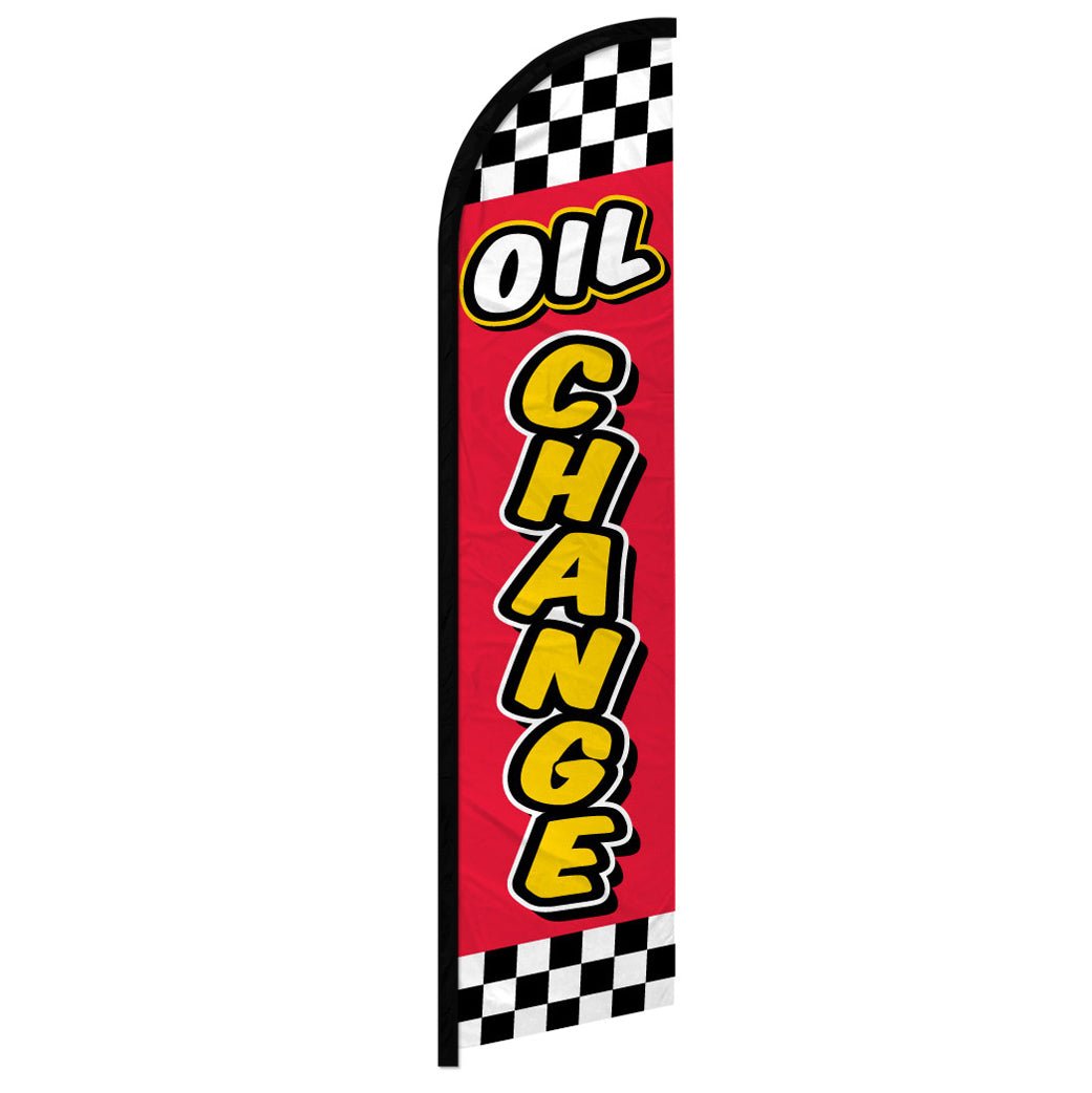 Oil Change (Red Checkered) Windless Banner Flag - Flags Importer