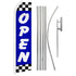 Open (Blue Checkered) Super Flag & Pole Kit - Flags Importer