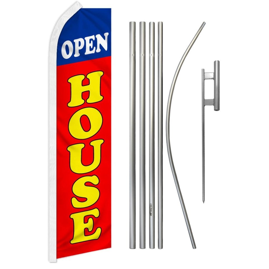 Open House (Blue & Red) Super Flag & Pole Kit - Flags Importer