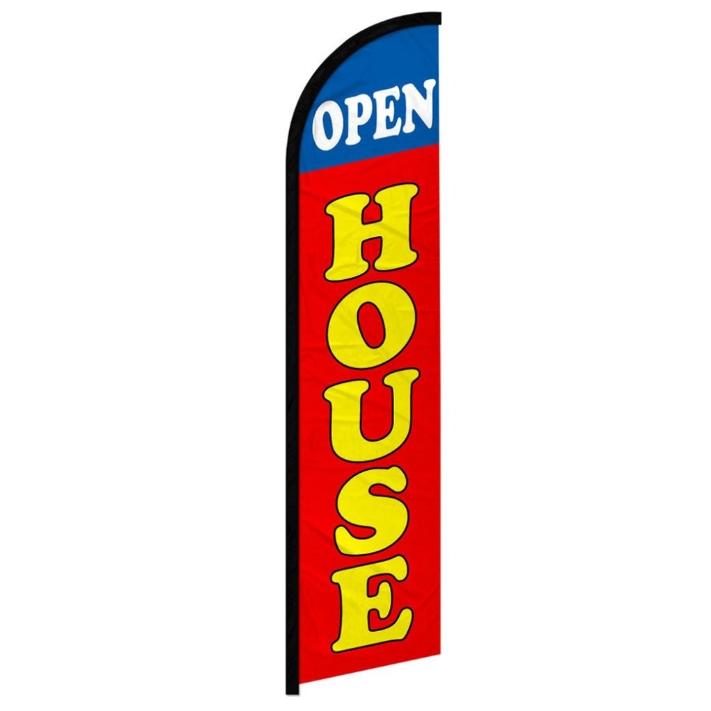 Open House (Blue & Red) Windless Banner Flag - Flags Importer