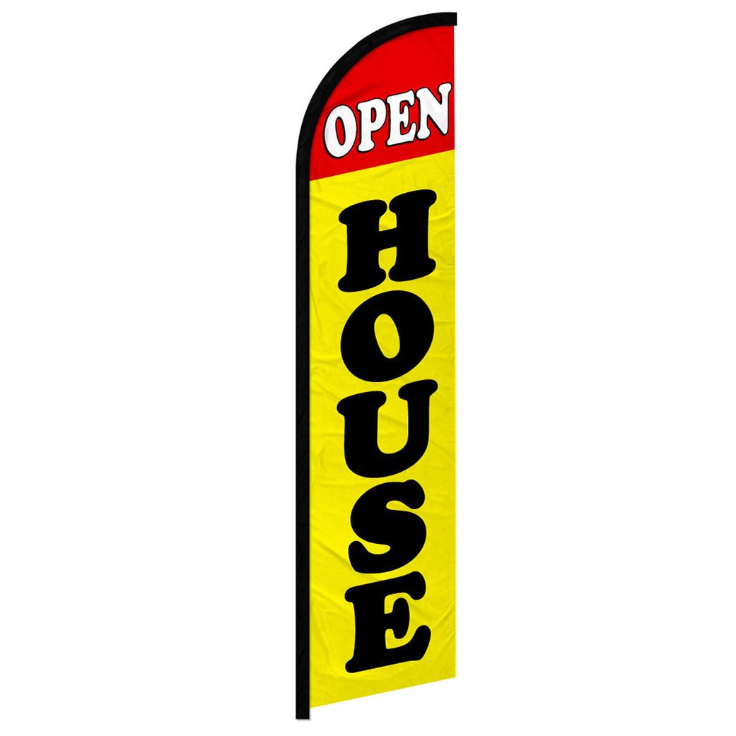 Open House (Red & Yellow) Windless Banner Flag - Flags Importer