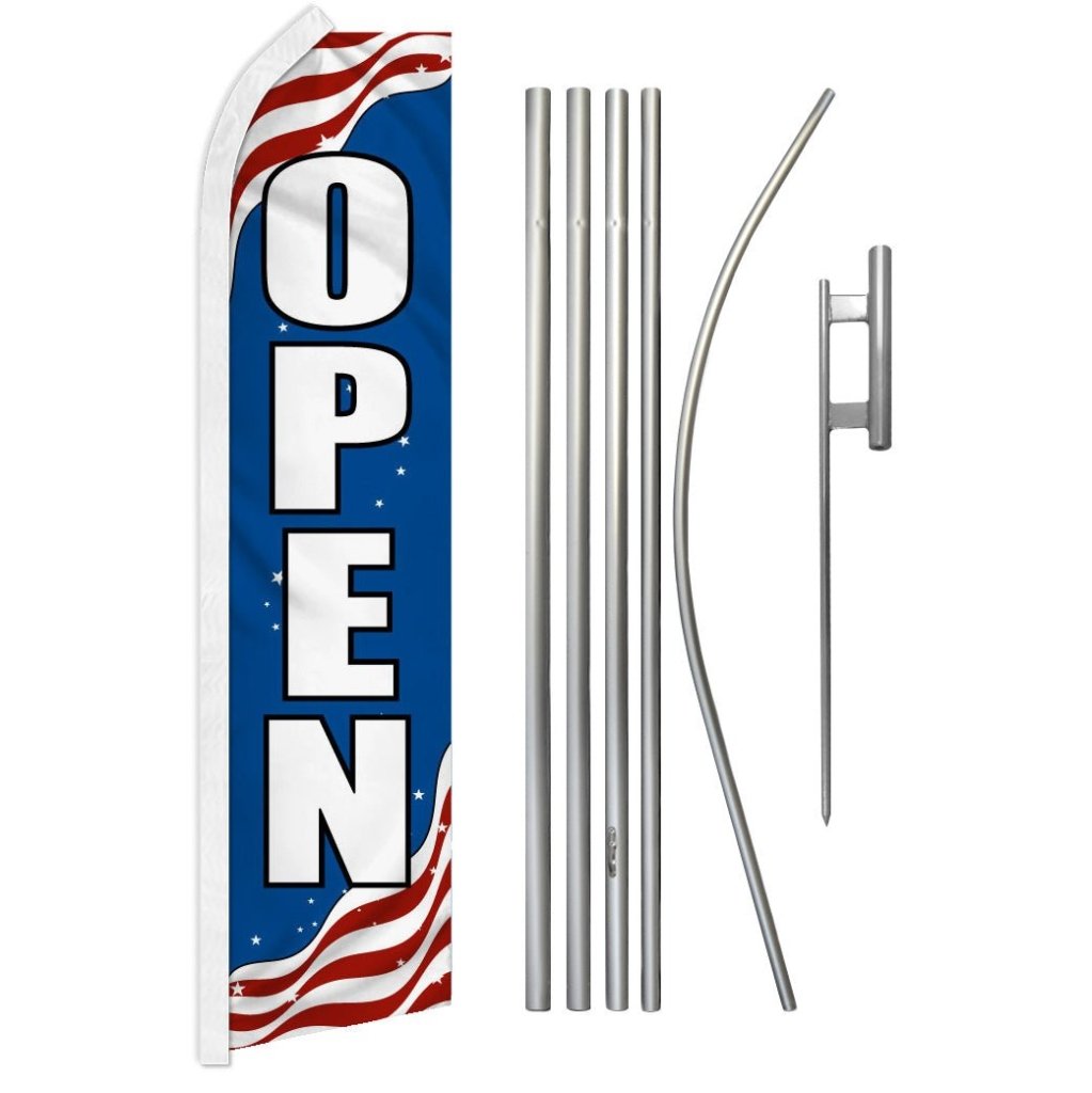 Open (Patriotic) Super Flag & Pole Kit - Flags Importer