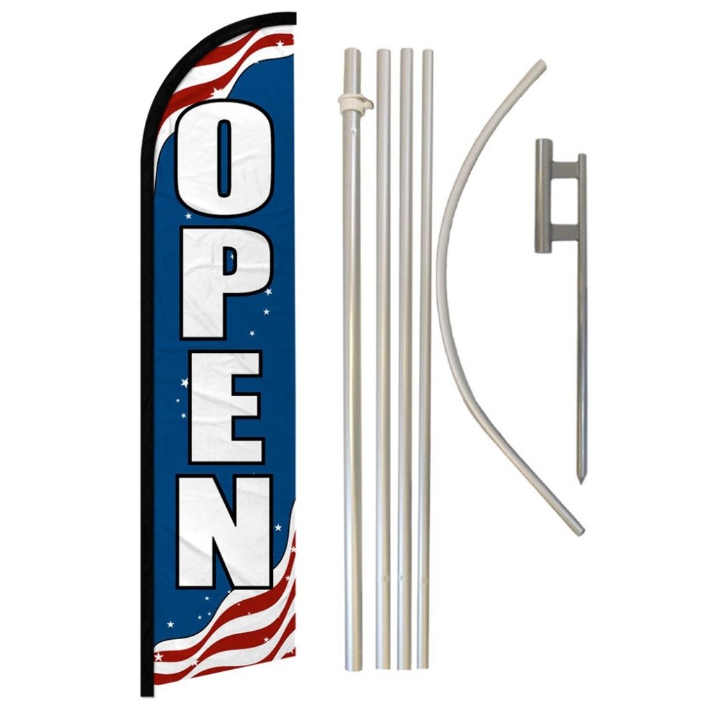 Open (Patriotic) Windless Banner Flag & Pole Kit - Flags Importer