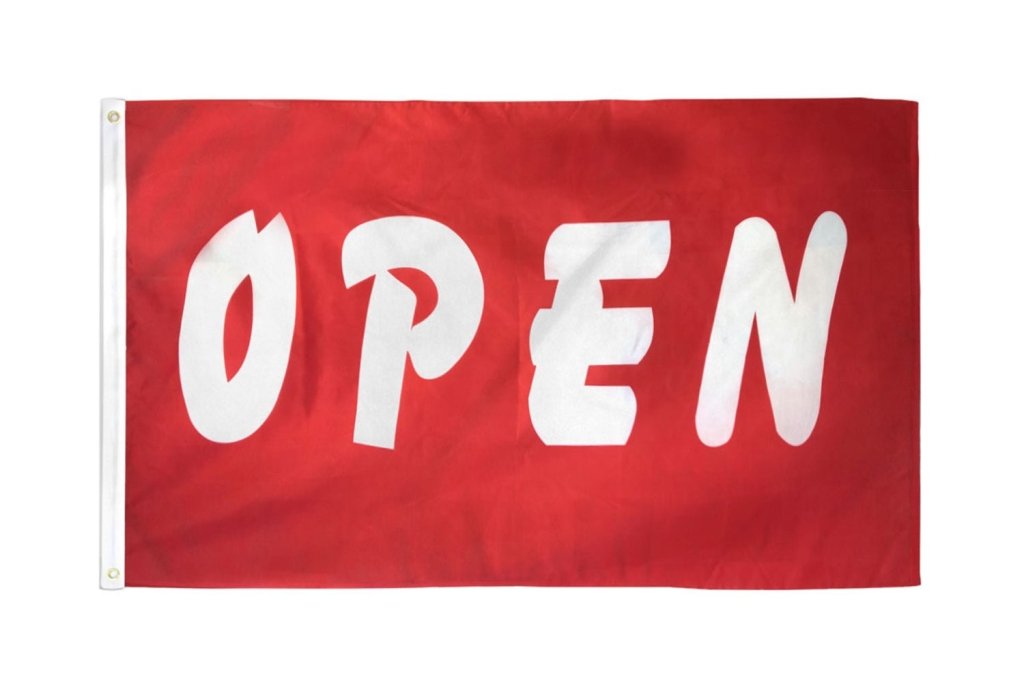 Open (Red & White) Flag 3x5ft Poly - Flags Importer