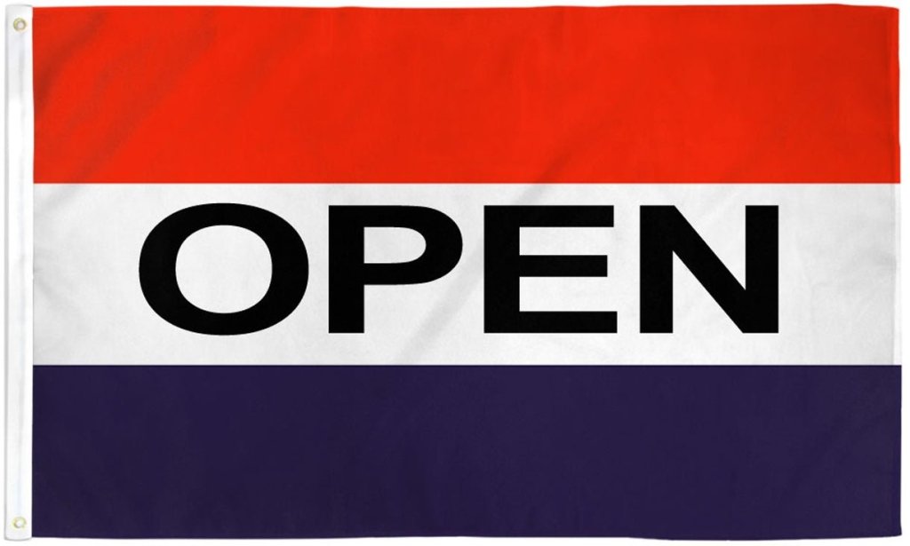 Open (RWB) Flag 2x3ft Poly - Flags Importer