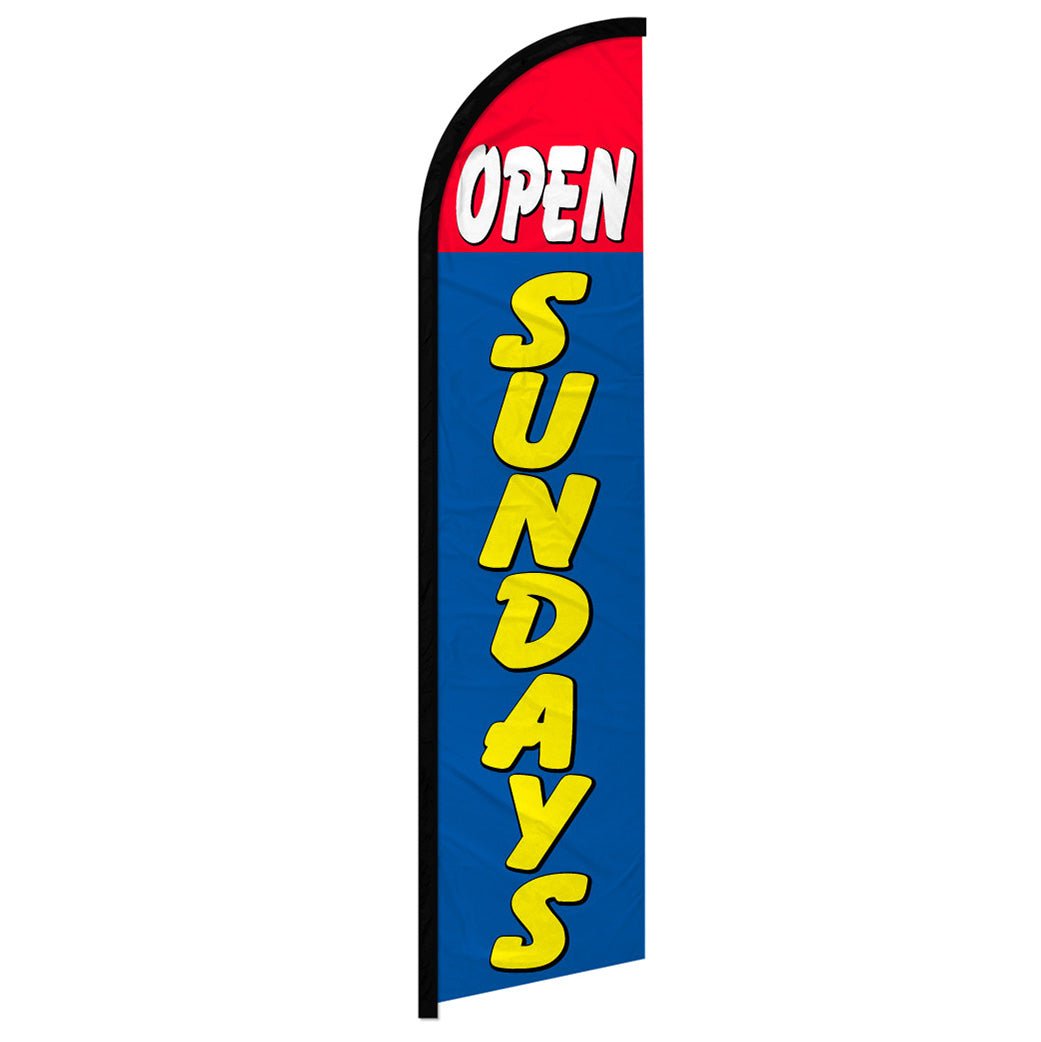 Open Sundays (Red & Blue) Windless Banner Flag - Flags Importer