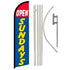 Open Sundays (Red & Blue) Windless Banner Flag & Pole Kit - Flags Importer