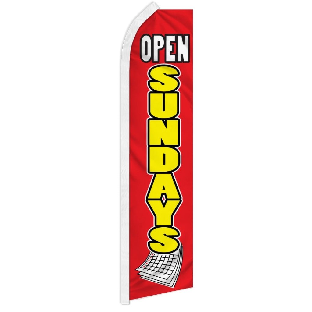 Open Sundays (Red & Yellow) Super Flag - Flags Importer