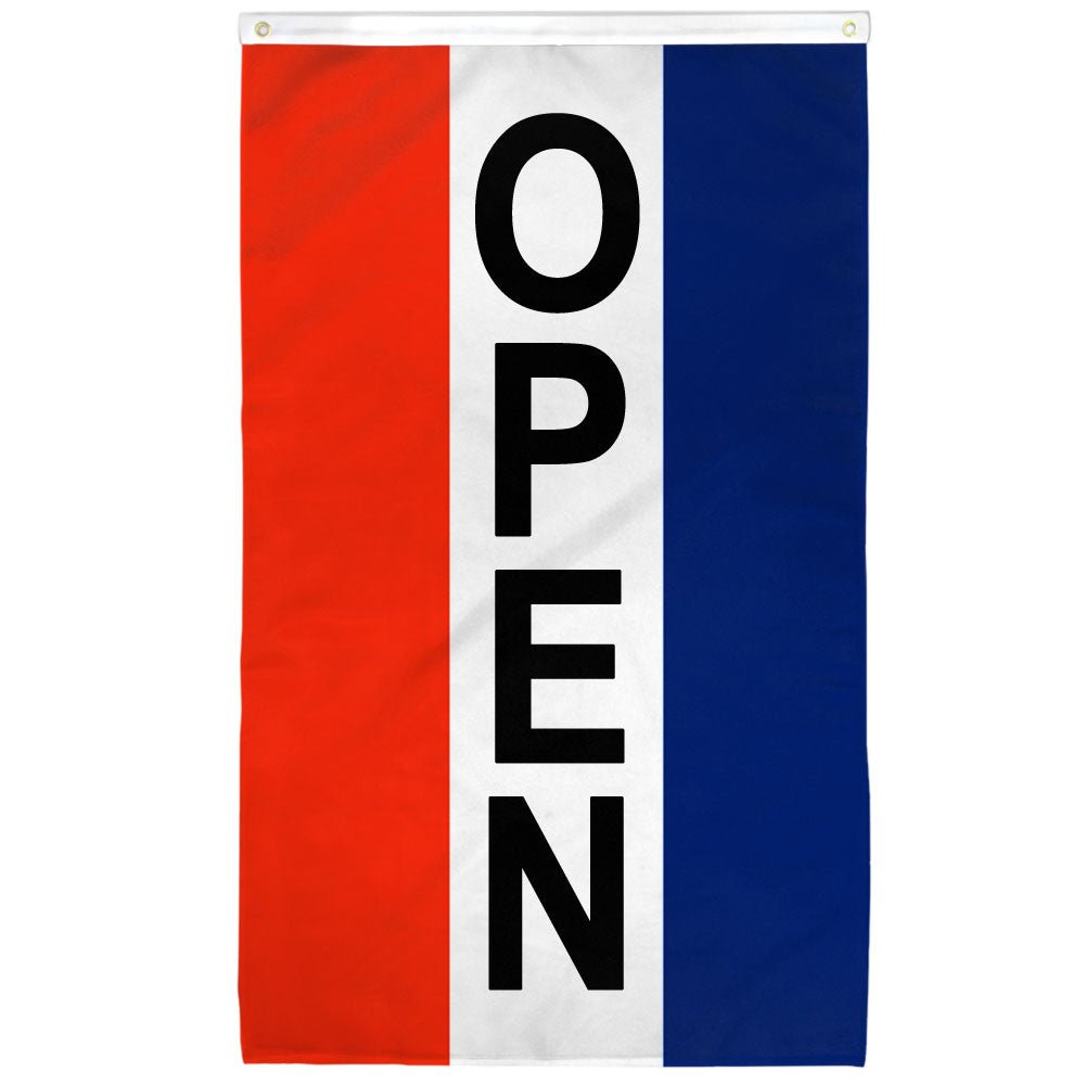 Open (Vertical) Flag 3x5ft Poly - Flags Importer