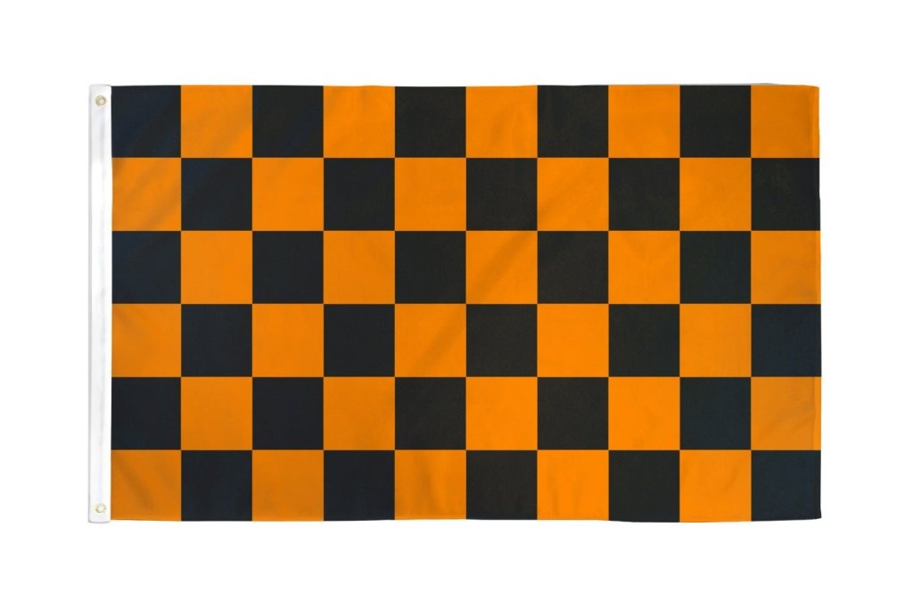 Orange & Black Checkered Flag 2x3ft Poly - Flags Importer