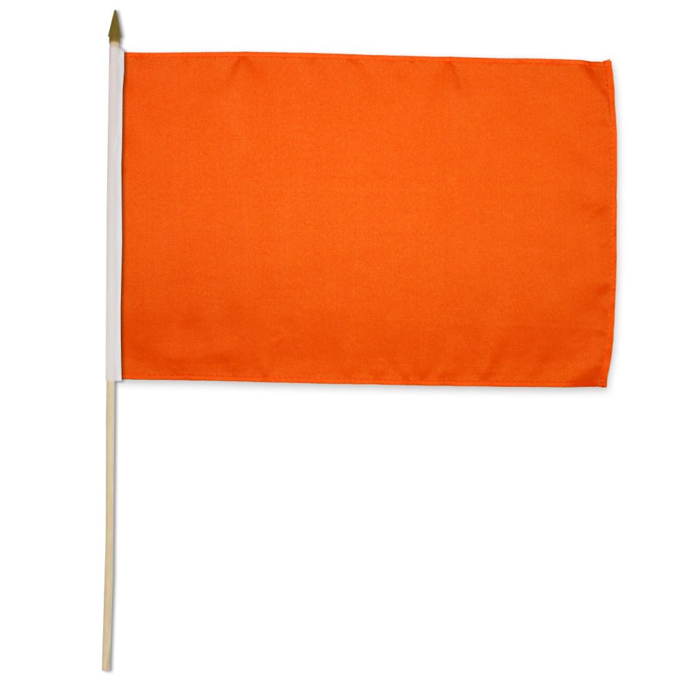 Orange Solid Color 12x18in Stick Flag - Flags Importer