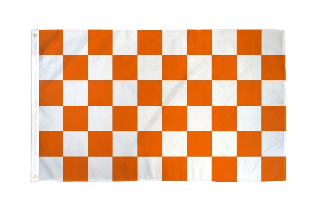 Orange & White Checkered Flag 3x5ft Poly - Flags Importer